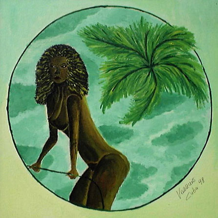 Donna cubana immersa nel verde